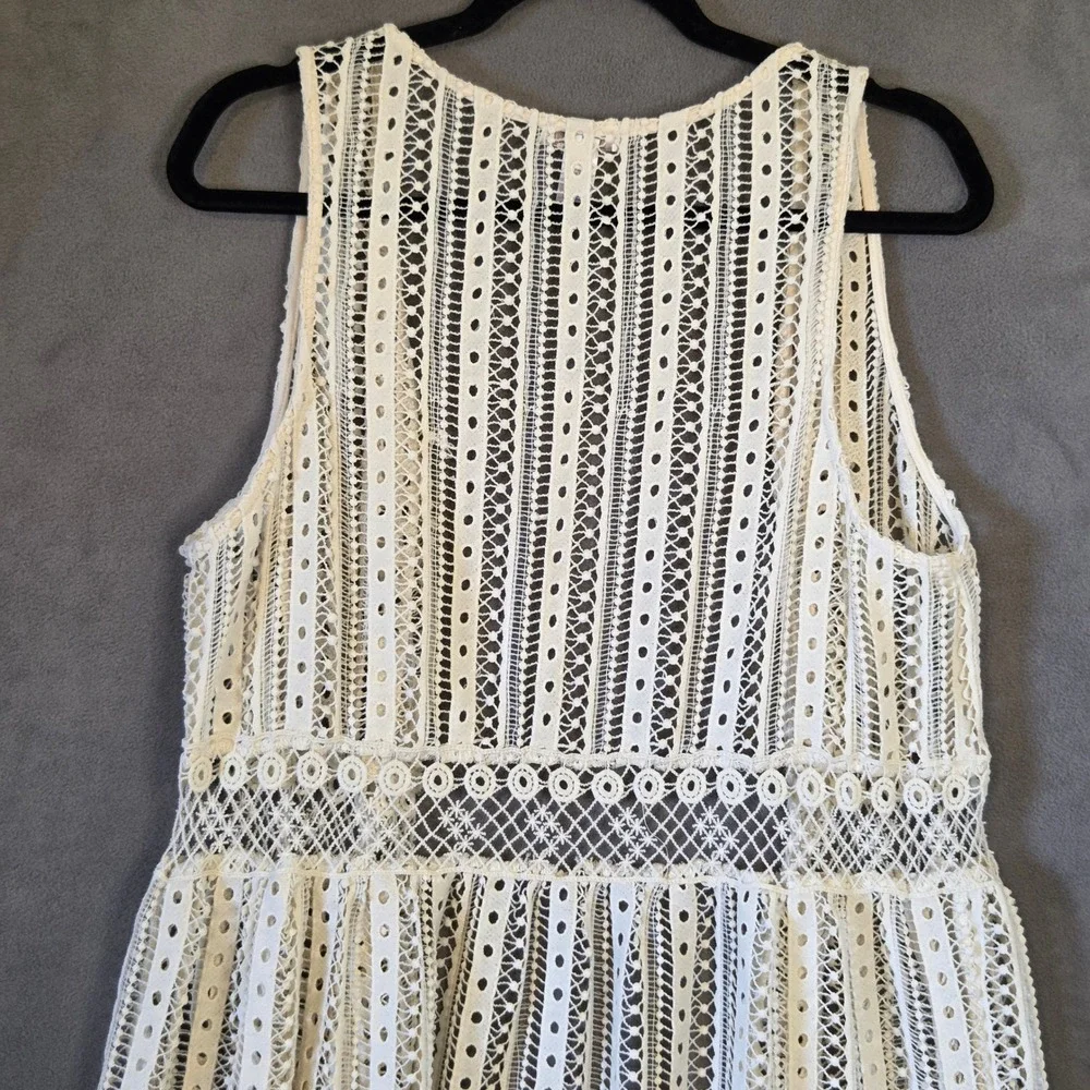 Cato Long Sleeveless Lace Vest Women's XL Boho Layering Ruffle Cottagecore